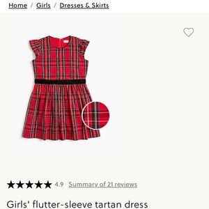 J. Crew Girls Flutter Sleeve Tartan Holiday Christmas Dress size 10